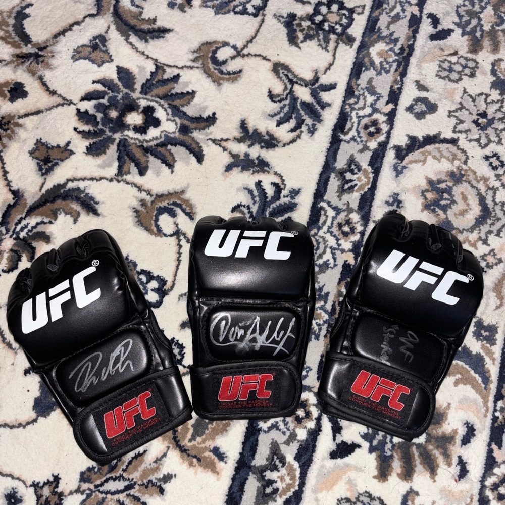 signed UFC Black and Red Signed MMA Gloves